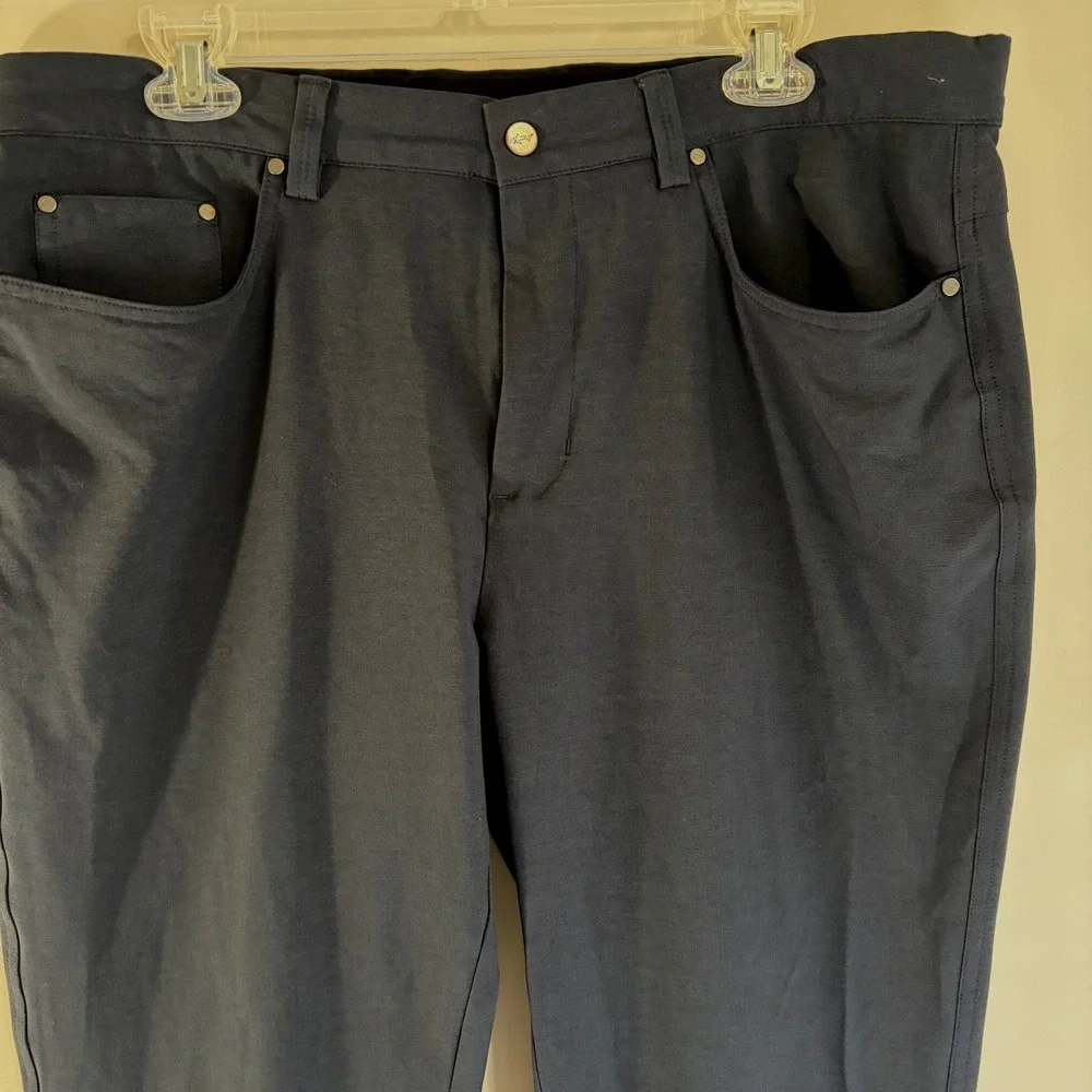 Greg‎ Norman Shark Mens Navy Blue 5-Pocket Golf Pants 36x30 Stretch Performance